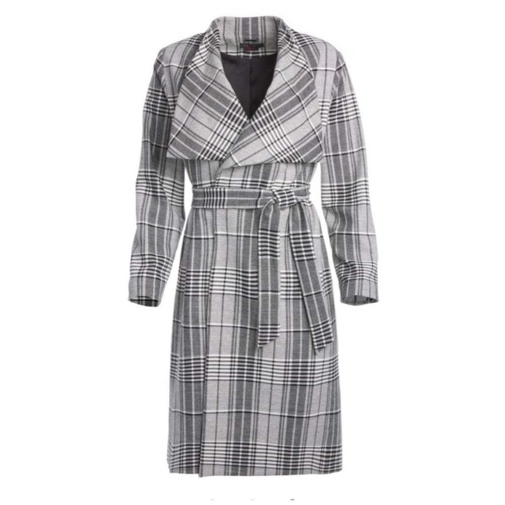 Alice + Olivia GINNY DRAPED COLLAR MIDI WRAP COAT NWT